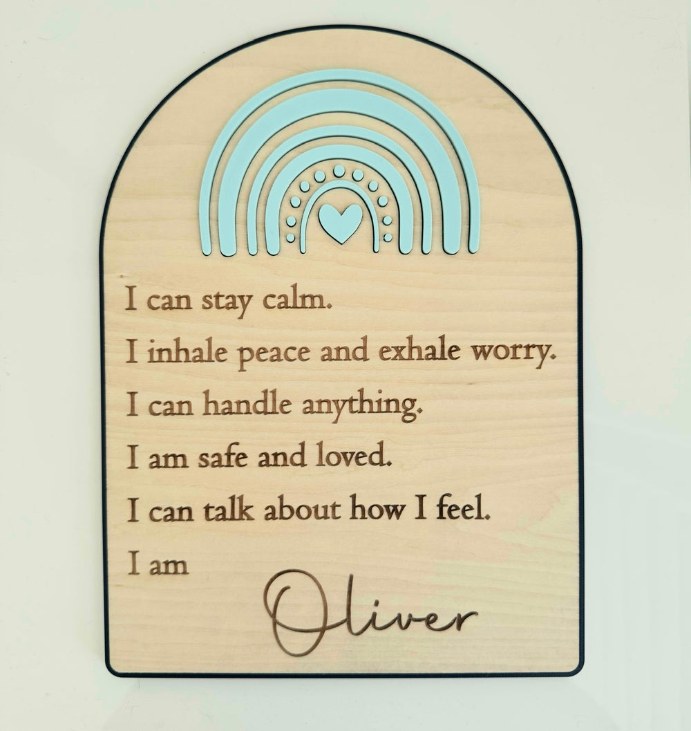 Custom Anxiety Affirmation Rainbow Sign - Blue - Luma Light