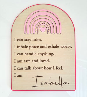 Custom Anxiety Affirmation Rainbow Sign - Pink - Luma Light