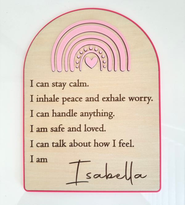 Custom Anxiety Affirmation Rainbow Sign - Pink - Luma Light
