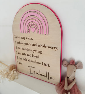 Custom Anxiety Affirmation Rainbow Sign - Pink - Luma Light