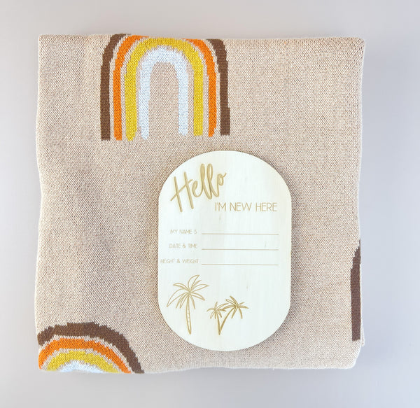 Hello I'm new here - Palm - Baby Announcement Plaque - Luma Light