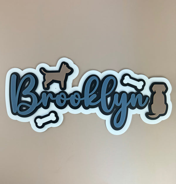 Custom Name Sign Detailed | Triple Layered acrylic name plaque -Dogs - Luma Light