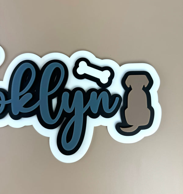 Custom Name Sign Detailed | Triple Layered acrylic name plaque -Dogs - Luma Light