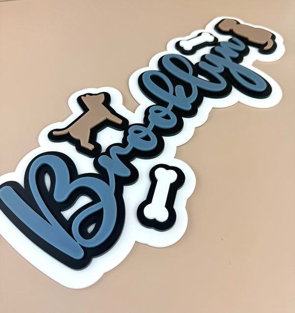 Custom Name Sign Detailed | Triple Layered acrylic name plaque -Dogs - Luma Light