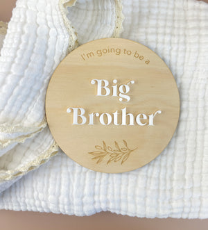 I'm going to be a big brother - white acrylic -Pregnancy Announcement Plaque - Luma Light