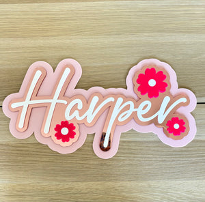 Custom Name Sign Detailed | Layered acrylic name plaque -Floralscape - Luma Light