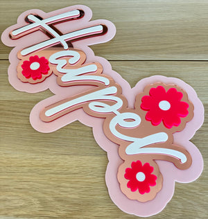 Custom Name Sign Detailed | Layered acrylic name plaque -Floralscape - Luma Light