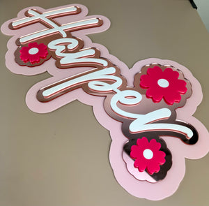 Custom Name Sign Detailed | Layered acrylic name plaque -Floralscape - Luma Light