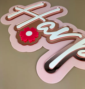 Custom Name Sign Detailed | Layered acrylic name plaque -Floralscape - Luma Light