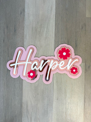 Custom Name Sign Detailed | Layered acrylic name plaque -Floralscape - Luma Light