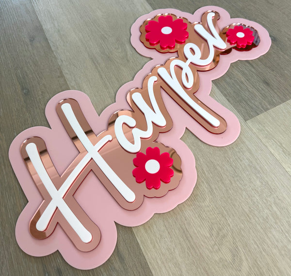 Custom Name Sign Detailed | Layered acrylic name plaque -Floralscape - Luma Light