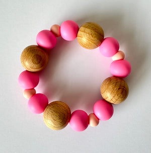 Two-Toned Silicone Teether - Pink - CMC Gold