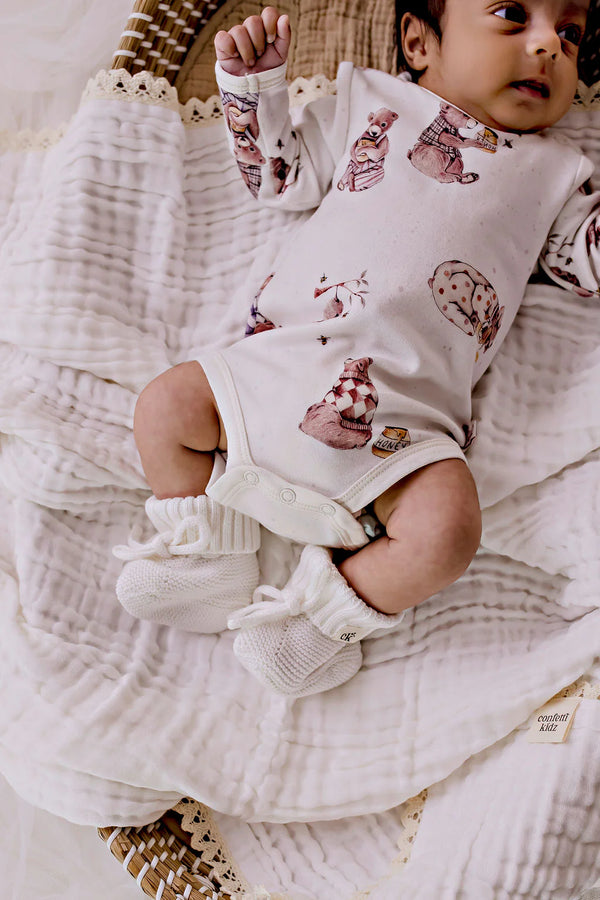Long Sleeve Bodysuit - Honey Bears - Confetti Kidz - DISCOUNTED