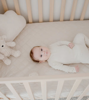 Waterproof Cot Sheet & Mattress Protector  - Oat - Bambella Designs