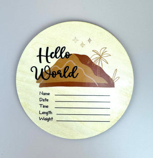 Hello World - Neutral Mountains - Announcement Plaque - Luma Light