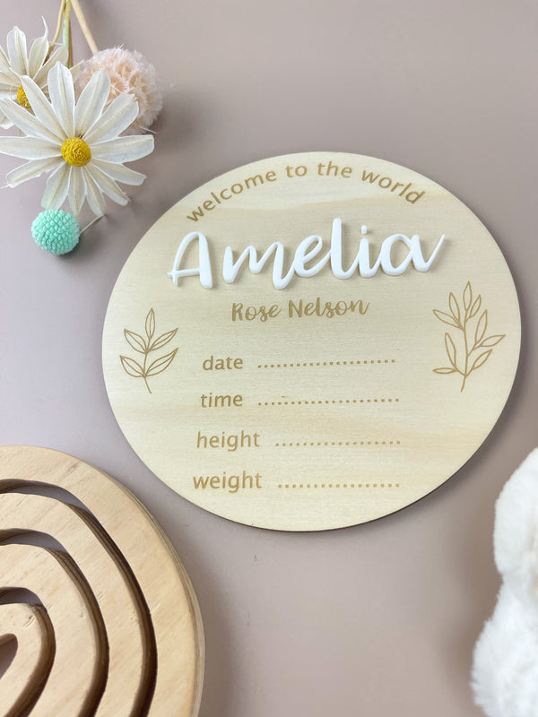 Welcome to the World - Personalised - White acrylic - Luma Light