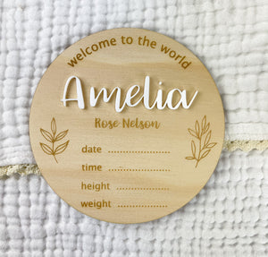 Welcome to the World - Personalised - White acrylic - Luma Light