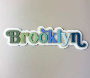 Custom Name Sign - Rainbow Letters Blues - Triple Layered Acrylic name plaque - Luma Lights