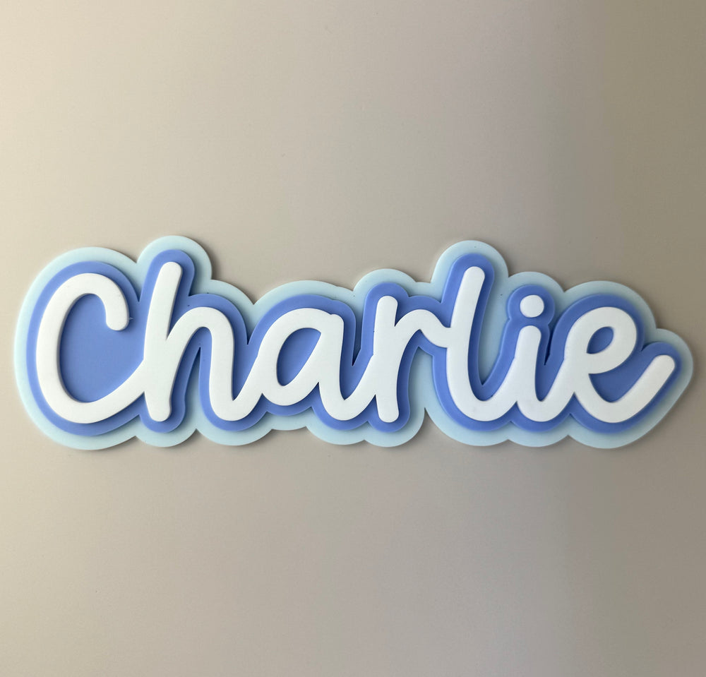 Custom Name Sign Triple Layered Blues acrylic name plaque - Luma Light