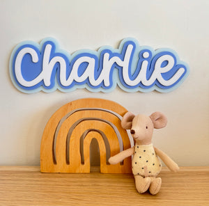 Custom Name Sign Triple Layered Blues acrylic name plaque - Luma Light