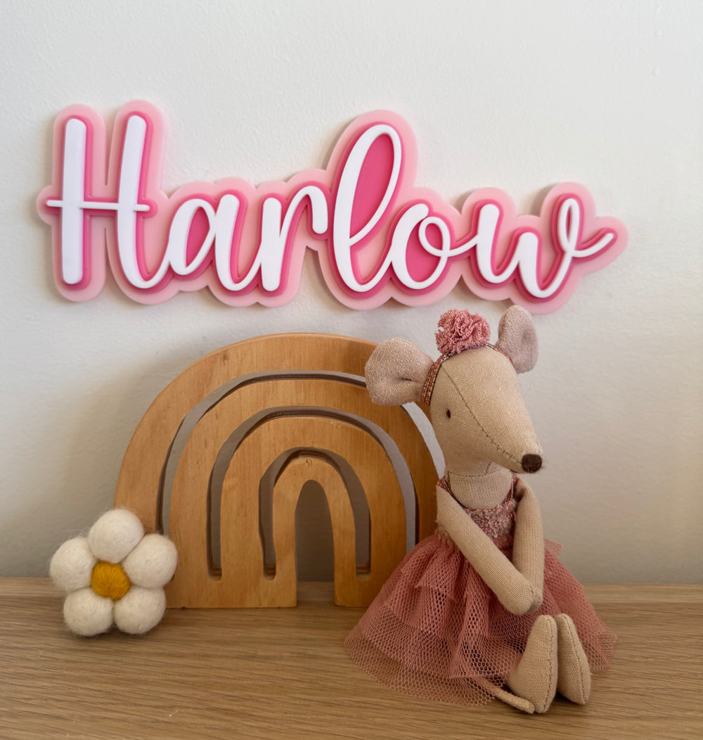 Custom Name Sign Triple Layered Pinks acrylic name plaque  - Luma Light