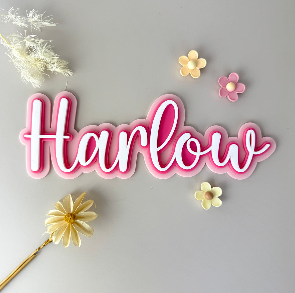 Custom Name Sign Triple Layered Pinks acrylic name plaque  - Luma Light