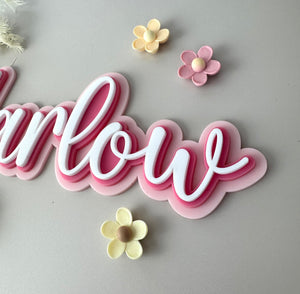 Custom Name Sign Triple Layered Pinks acrylic name plaque  - Luma Light