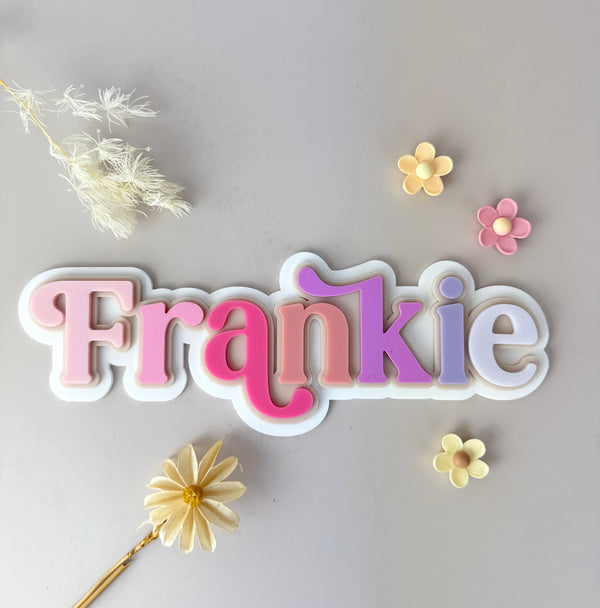 Custom Name Sign - Rainbow Letters Pinks - Triple Layered Acrylic name plaque - Luma Lights
