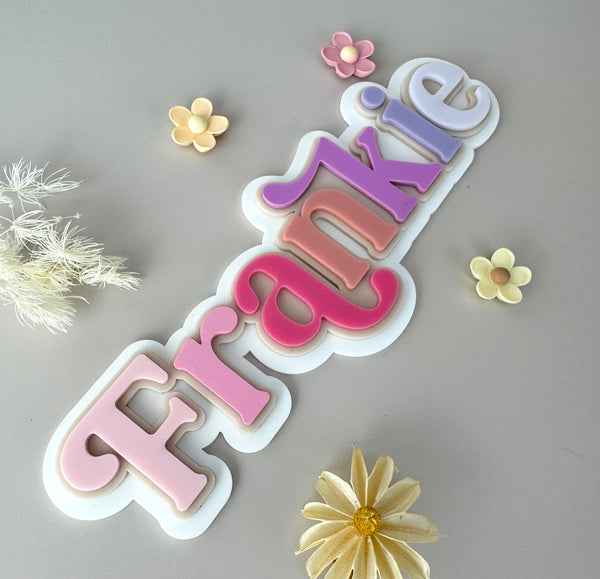 Custom Name Sign - Rainbow Letters Pinks - Triple Layered Acrylic name plaque - Luma Lights