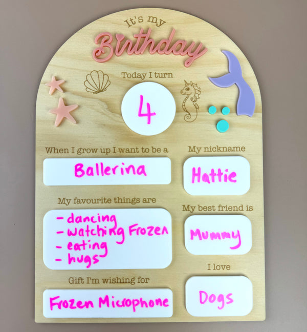 Birthday Board - It's my Birthday - Mermaids - Luma Light
