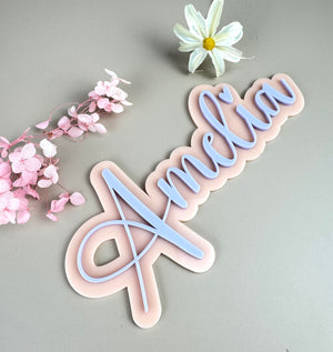 Custom Name Sign Simple | Two Layered acrylic name plaque - Pastel Pink + Lilac - Luma Light