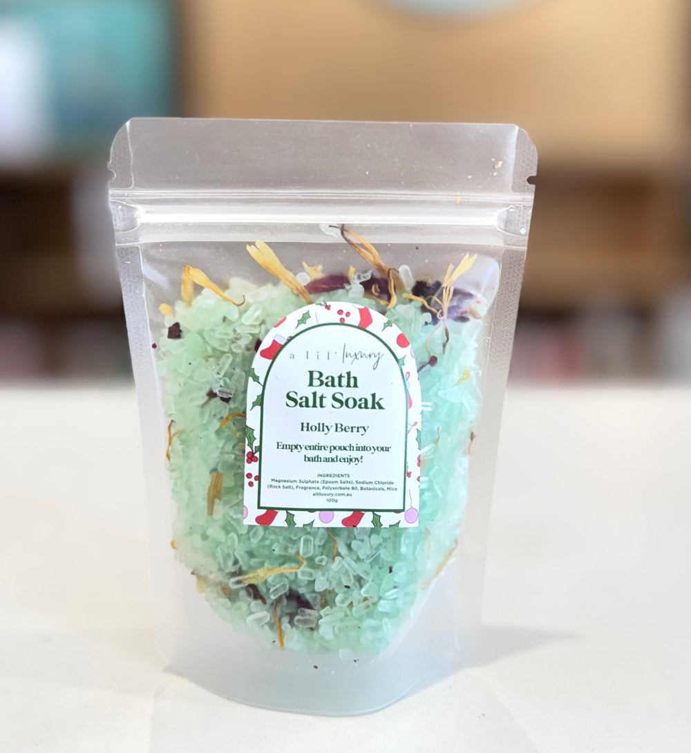 Christmas Edition Bath Salt Soak - Holly Berry - A Lil Luxury