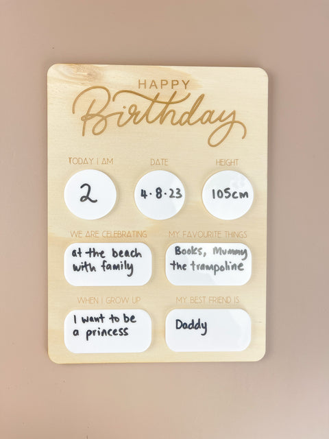 Birthday Board - Fill in each year - Happy Birthday - Luma Light