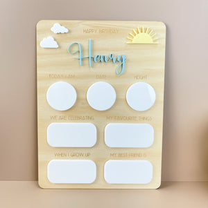 Personalised Name Birthday Board - Fill in each year Sun - Luma Light