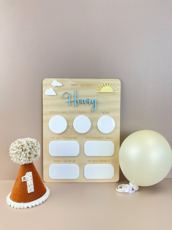 Personalised Name Birthday Board - Fill in each year Sun - Luma Light