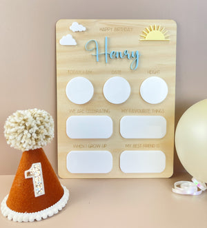 Personalised Name Birthday Board - Fill in each year Sun - Luma Light