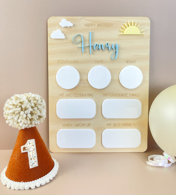 Personalised Name Birthday Board - Fill in each year Sun - Luma Light