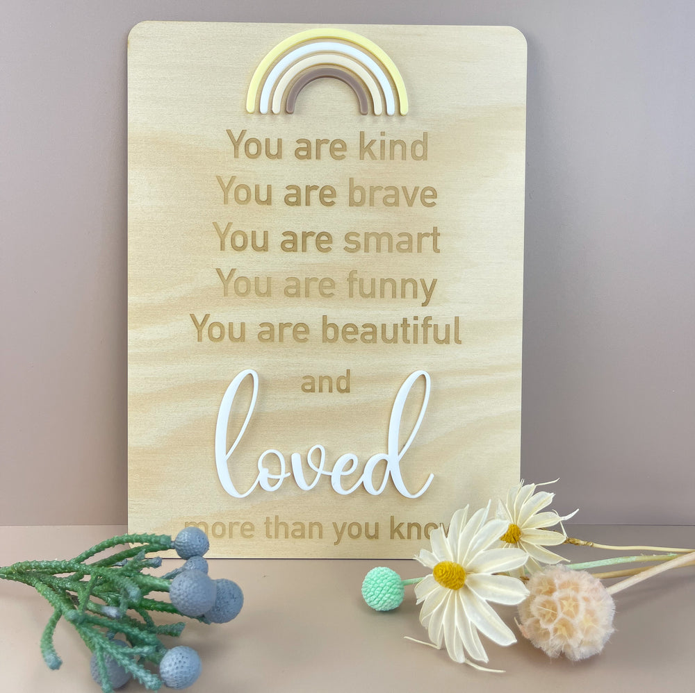 You are loved - Rainbow - Decor Affirmation Sign - Luma Light