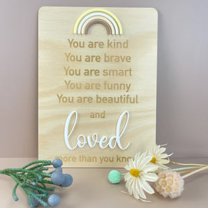 You are loved - Rainbow - Decor Affirmation Sign - Luma Light