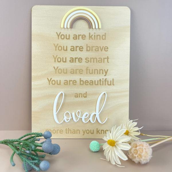 You are loved - Rainbow - Decor Affirmation Sign - Luma Light