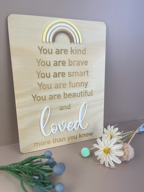 You are loved - Rainbow - Decor Affirmation Sign - Luma Light