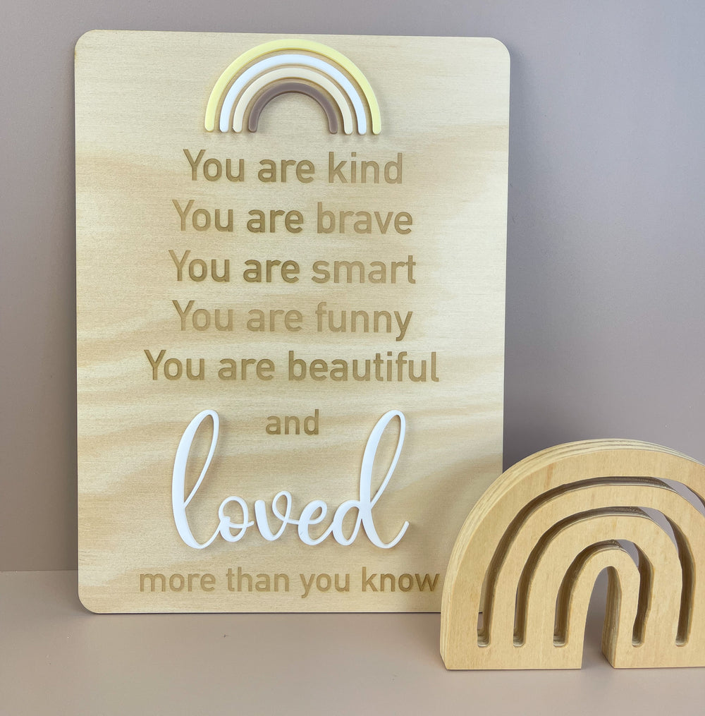 You are loved - Rainbow - Decor Affirmation Sign - Luma Light