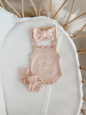 She's Here - Mini Knit Romper - Pink Lemonade - Blossom & Pear