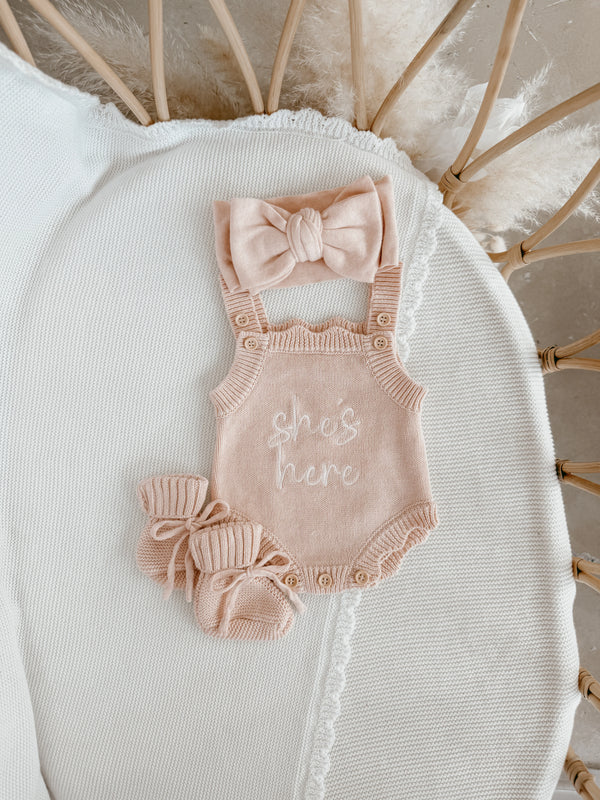 She's Here - Mini Knit Romper - Pink Lemonade - Blossom & Pear