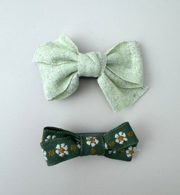 Green Bow Hair Clip Pair - Peppa Penny