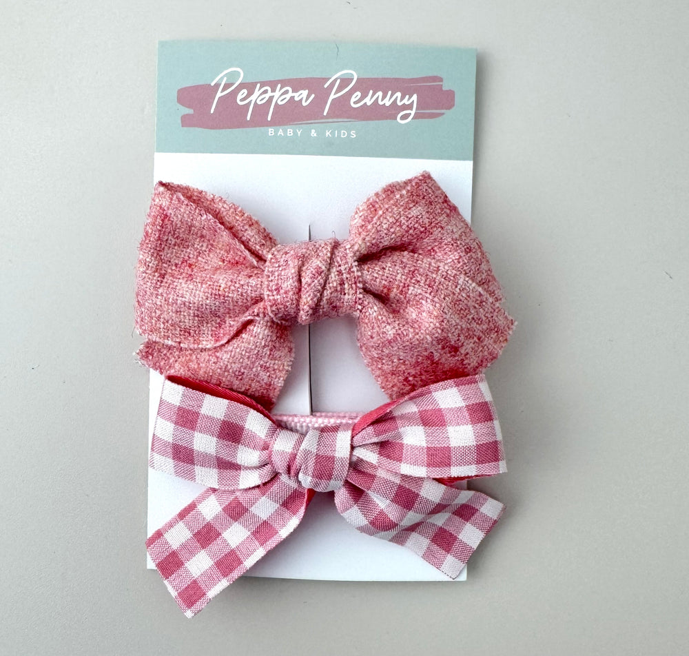 Pink Bow Hair Clip Pair - Peppa Penny