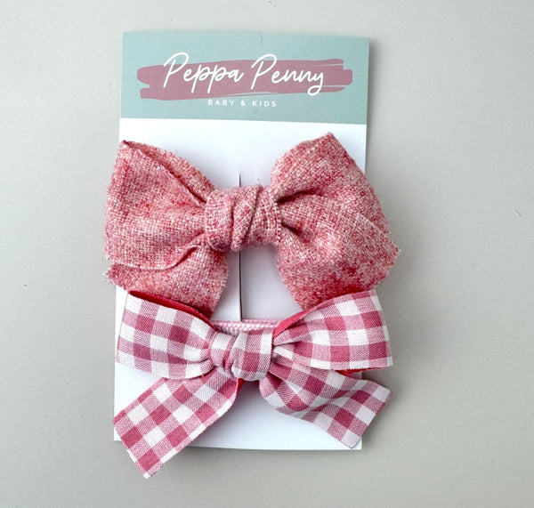 Pink Bow Hair Clip Pair - Peppa Penny