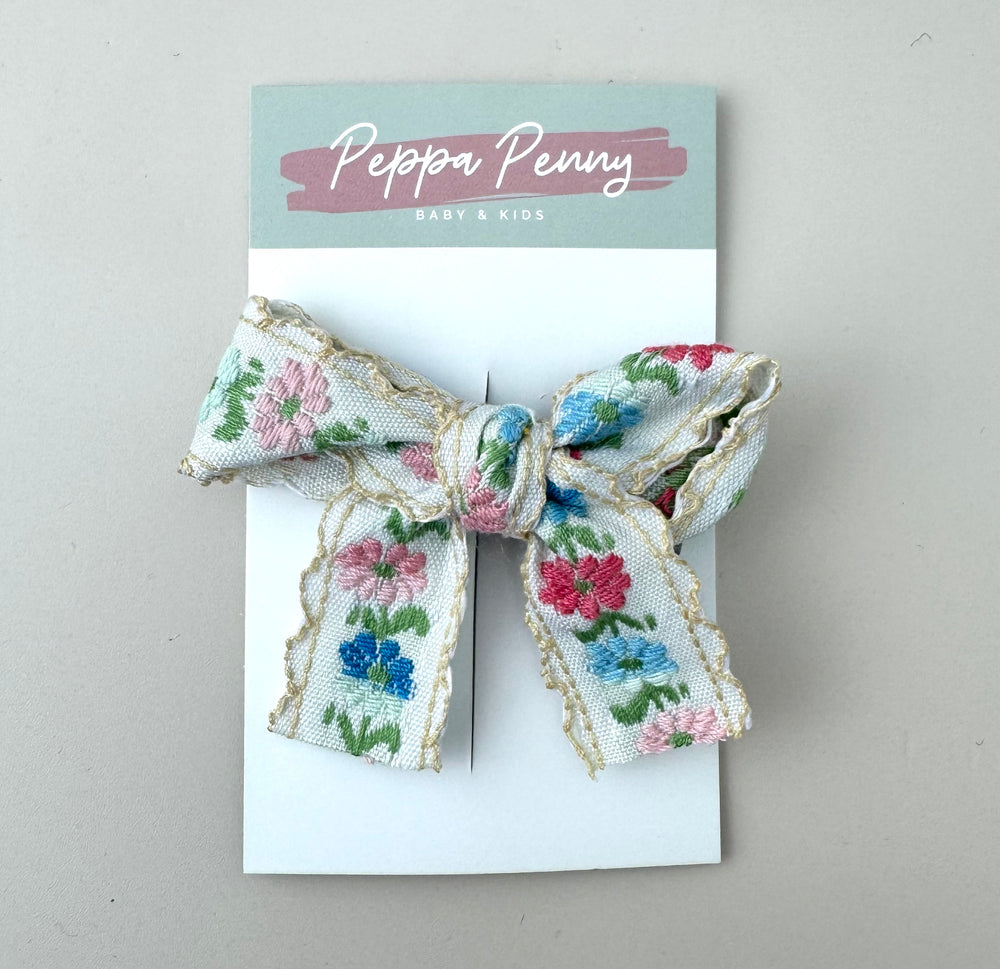 Alligator Hair Clip Bow - Floral Multi - Peppa Penny