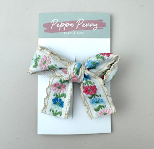 Alligator Hair Clip Bow - Floral Multi - Peppa Penny