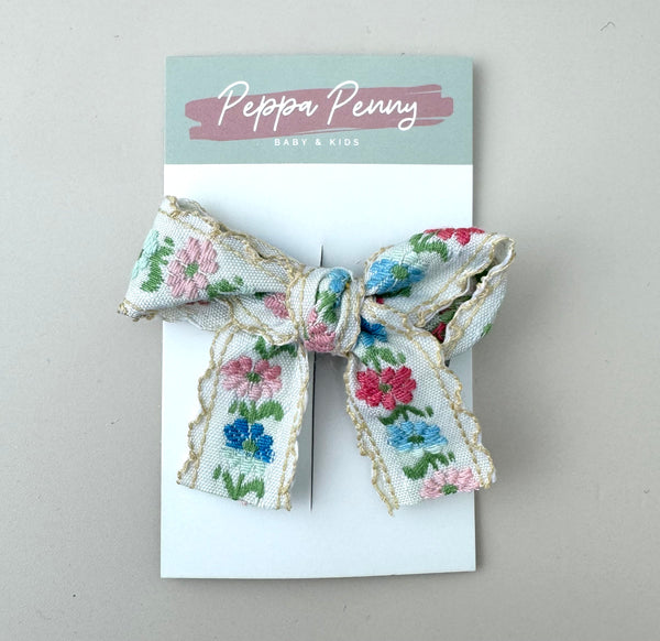 Alligator Hair Clip Bow - Floral Multi - Peppa Penny